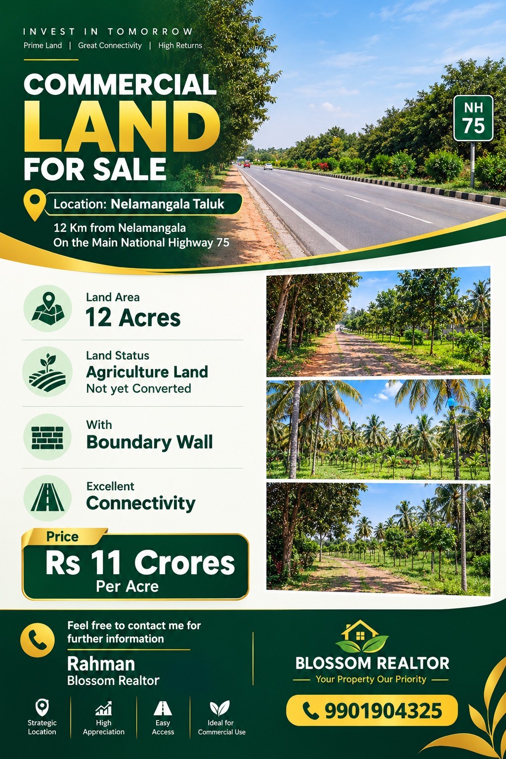 Commercial Land for Sale - Nelamangala Taluk in Nelamangala Town, Karnataka – photo 1