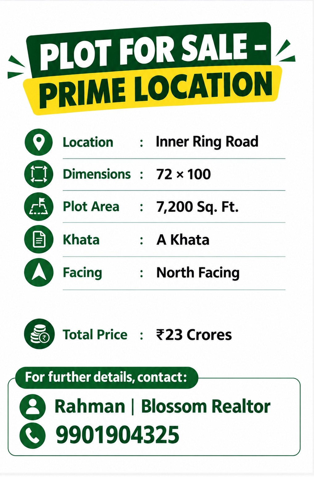 PLOT FOR SALE- Inner Ring Road (23 Crores) in Bangalore, Karnataka – photo 1
