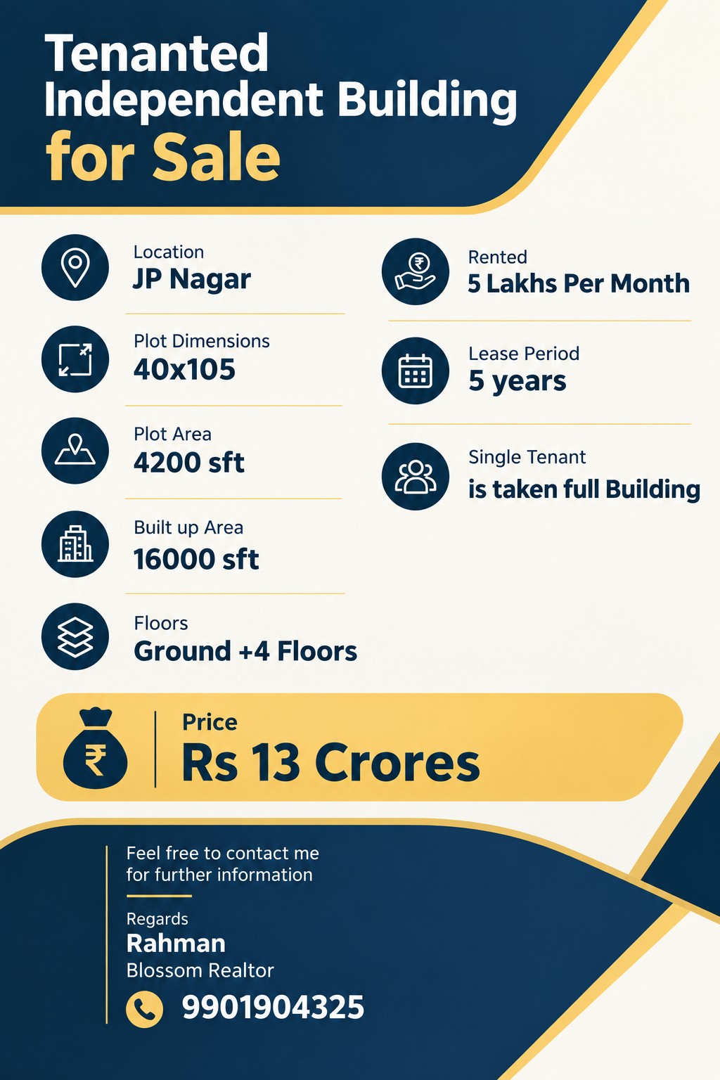 Tenanted Independent Building for Sale - JP Nagar in J. P. Nagar, Bengaluru, Karnataka – photo 1