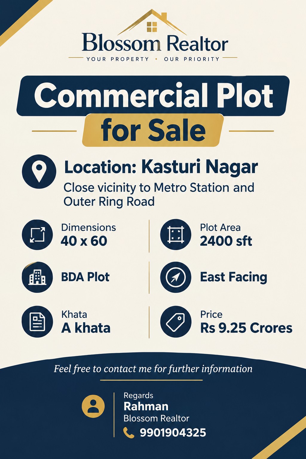 Commercial Plot for Sale - Kasturi Nagar – photo 1