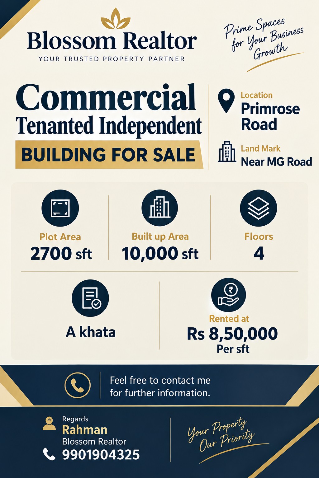 Commercial Tenanted Independent Building for Sale - Primrose Road in Primrose Road Near MG Road – photo 1
